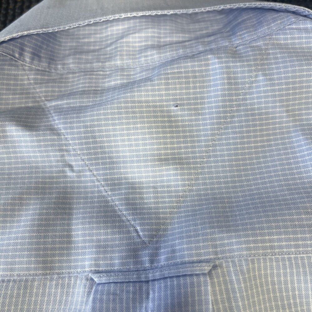 Tommy Hilfiger Mens Dress Shirt 16 34-35 Blue White Cotton Long Sleeve - Picture 9 of 10